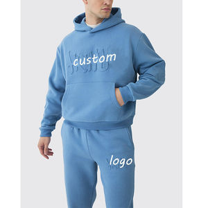 Sweat-shirt à col rond surdimensionné de haute qualité, taille plus, broderie 3D, épaules tombantes, sweat-shirt pour homme - Product Image 3