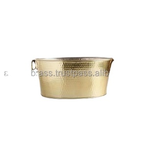 Hielera de Metal, Cubitera de Hierro Sólido para Mesa, Cubitera Ovalada para Bebidas, Enfriador de Vino Martillado - Product Image 1