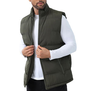 Gilet d'hiver matelassé léger pour homme en toile avec logo personnalisé, vêtement d'extérieur décontracté, couleur unie, fabriqué au Pakistan - Product Image 3