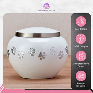 Premium Quality Aluminum <b>Pet</b> <b>Urn</b> - White & Silver Finish Custom Design Possible Memorial Ashes Container from Indian Seller - Product Image 3