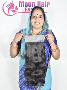 Bon produit Usine Prix de gros Cheveux indiens naturels Fermeture Bodywave Look naturel Extensions vendeurs vierges en vente par exportation - Product Image 3