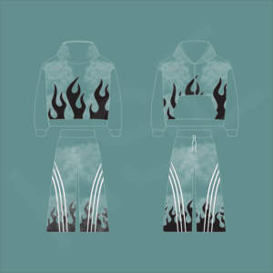 ชุดวอร์มลายพิมพ์ไท-ได แฟชั่นลายเปลวไฟ |   ชุดสองชิ้นโลโก้แบบกำหนดเอง - Product Image 6