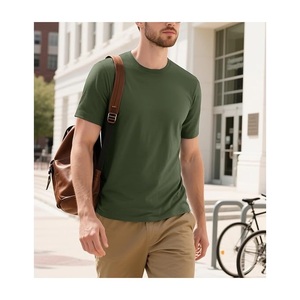 Camiseta informal de manga corta de algodón 100% para hombre, cuello redondo, hombro, pendiente, cinta para el cuello, Color sólido de Bangladesh - Product Image 3