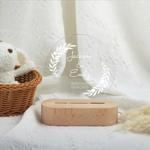 Tùy chỉnh khắc vòng Acrylic dẫn ánh sáng ban đêm độc đáo tình yêu món quà kỷ niệm, trang trí phòng ngủ ấm cúng, ánh sáng lãng mạn mềm mại. - Product Image 5