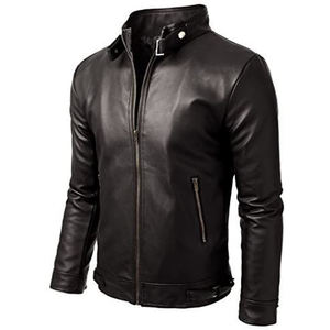 Veste en cuir avec design personnalisé, veste en cuir de couleur unie pour hommes, vêtements de rue, veste en cuir pour hommes en vente en ligne - Product Image 3