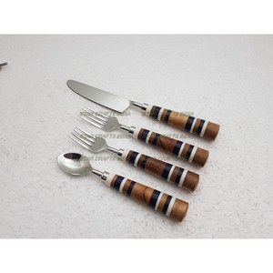High Quality Luxury 4 Pcs Brush <b>Gold</b> Stainless Steel and Tortoise Resin Handle Designer 304 <b>Cutlery</b> Set and Flatware Sets - Product Image 5