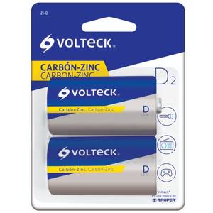 Pilas de Carbono-Zinc Volteck Tamaño D 1.5V Paquete de 2 para Electrónica de Consumo, Energía Confiable para Linternas, Controles Remotos y Más - Product Image 1