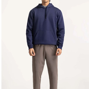 Sudadera con Capucha Azul Marino para Hombre, Corte Regular, Felpa de Algodón, Informal, con Bolsillo Delantero - Product Image 3