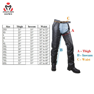 Chaps en cuir pour moto pour hommes, pantalon de moto, équipement de protection en cuir de vache durable pour la conduite sur autoroute, les excursions et les croisières - Product Image 2