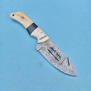 Cuchillo de caza de acero de Damasco hecho a mano de la mejor calidad, cuchillo de hoja de Damasco con funda de cuero, cuchillos japoneses - Product Image 2