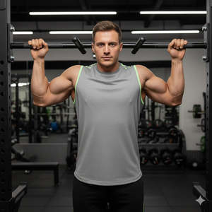 Camiseta sin mangas de gimnasio sin mangas de poliéster/algodón de punto informal para hombre personalizada con ajuste muscular flexible de secado rápido anticontracción - Product Image 3