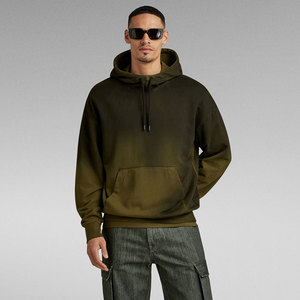 Pas de poche soleil fané bord coupé lavage à l'acide personnalisé sweats à capuche courts hommes ourlet brut Applique en détresse Patch broderie sweats à capuche - Product Image 2