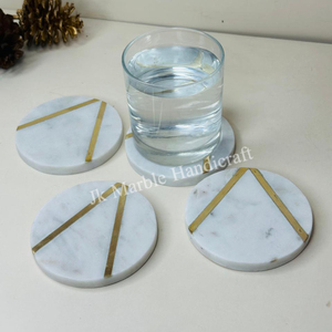 Venta al por mayor de calidad de mármol de latón posavasos mejor precio hogar cocina piedra artesanía para té y café calidad pintada técnica - Product Image 1