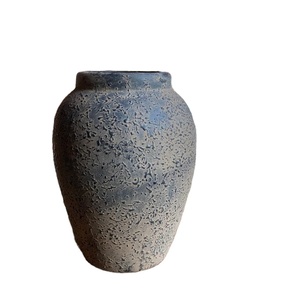 Pot de fleur Simple de concepteur gris de Ble de finition standard de décor à la maison de vase à fleur ovale - Product Image 1