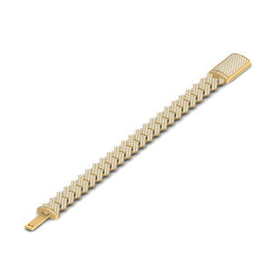 Bracelet cubain en argent sterling 925 de taille ronde Moissanite entièrement pavé avec placage à l'or Style Hip Hop - Product Image 5