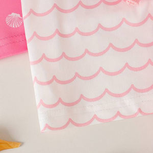 Dernière mode col rond imprimé à manches courtes filles t-shirts respirant polyester/coton prix de gros pas cher - Product Image 5