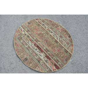 Alfombra turca de área grande, clásica, marrón, roja, 4,1x4,1 pies, estilo Kilim, látex de lana abstracto, 10mm de espesor, para decoración de habitación de pasillo - Product Image 4