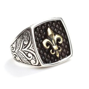 925 Sterling <b>Silver</b> Men's <b>Statement</b> <b>Ring</b> with Ottoman Motif and Engraved Arms Geometric Fine Jewelry for Everyday Wear - Product Image 2