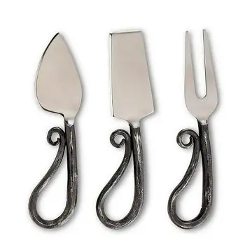 En düşük fiyat özel Logo tereyağı bıçağı Spatula çatal paslanmaz çelik peynir bıçağı seti Metal tasarımcı kolu peynir bıçakları seti