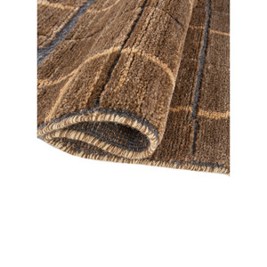 พรมขนสัตว์ถักมือสีเบจและสีน้ำตาล รุ่น AKWJ-1034(CS-01) ลายเรขาคณิต สำหรับห้องนั่งเล่น ขนาด 9x12 ฟุต เหมาะสำหรับวัยรุ่น - Product Image 2