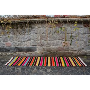 พรมตุรกีวินเทจสีเบจแบบดั้งเดิม2.5x9.6ft การออกแบบการเย็บปะติดปะต่อกันวัสดุผ้าขนสัตว์วิสคอสสำหรับห้องนั่งเล่นสำหรับวัยรุ่น - Product Image 4