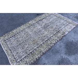 Alfombra Turca de 3.7x6.5 pies, Alfombra Vintage, Alfombra de Lana con Bordes Verdes y Marrones - Product Image 2