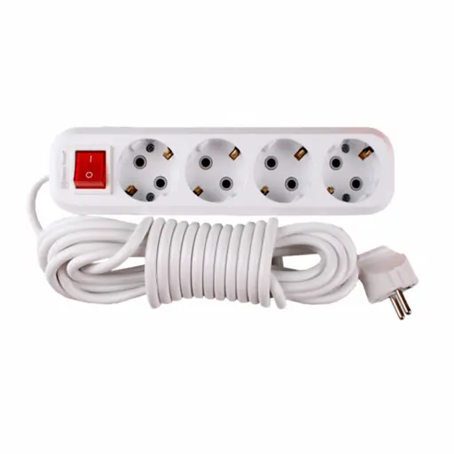 Extension Socket 4 Way With Grounding EU Standard With Button With 2/3/5 Meters Cable Electrical Power Strip