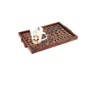 Plateau décoratif artisanal à usage polyvalent plateau en bois de service pour petit-déjeuner plateau de service de finition naturelle de qualité supérieure - Product Image 4