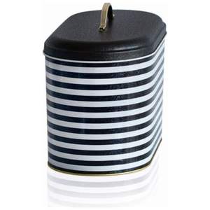 178x338x200mm Caja de pan de metal con patrón de línea blanca y negra con asa 9.8L Almacenamiento y contenedor de alimentos - Product Image 3