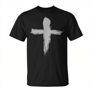 Camiseta con cruz cristiana, camiseta negra con gráfico religioso para hombre - Product Image 2