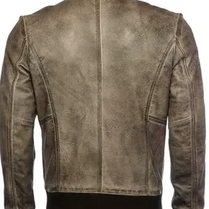 Offre Spéciale blouson aviateur en cuir décontracté pour hommes de haute qualité OEM vente en gros 2024 nouvelle mode personnalisée hiver classique coupe ajustée - Product Image 4