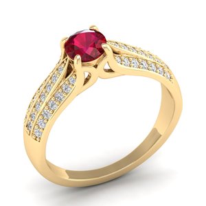 Reyes แหวนพลอยทับทิมสีทอง10K 14K 18K ออกแบบได้ตามต้องการสำหรับผู้หญิงแหวนหมั้นเพชรโมอิสซาไนต์ - Product Image 2