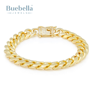 Men's 10mm Fine Jewelry Iced Out Gold Plated 925 Sterling <b>Silver</b> Miami Cuban Link Moissanite <b>Bracelet</b> & <b>Bangle</b> - Product Image 1