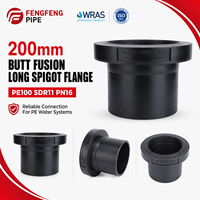 Adaptor Pipa HDPE PE100 Flange Stub End Butt Fusion SDR11 PN16 Fitting HDPE Buttfusion Fitting PE untuk Saluran Air 200mm