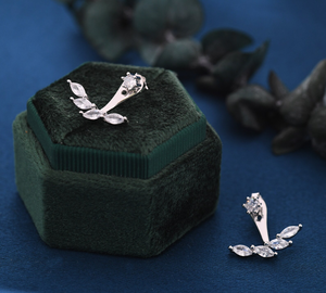 Glownestjacketstwinklewrap ต่างหู luxelayer stduoshine crystalwingjacketsorbitaura แจ็คเก็ตรูปดอกไม้ Moissanite - Product Image 2