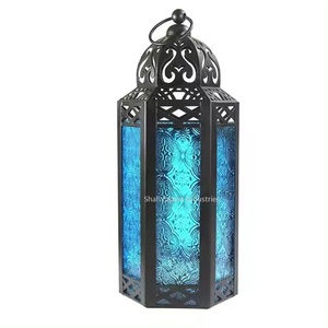 Vela colgante de hierro de vidrio de Color verde, decoración para el hogar y el jardín, linternas de vela de diseñador de forma marroquí - Product Image 3