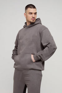 Ensemble de survêtement en coton 100% délavé à l'acide, pantalon évasé et sweat à capuche surdimensionné, vêtements de rue d'hiver pour hommes - Product Image 3