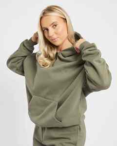 Oversized 100% Cotton <b>Velour</b> Women's Long <b>Hoodie</b> Lightweight Quickdry Streetwear Pullover Hooded Collar Puff Sleeve Custom Logo - Product Image 1