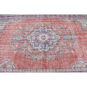 Tapis turc 5,6 x 9,4 pieds, tapis en laine vintage à fleurs rouges - Product Image 5