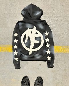 Pulls à capuche personnalisés de haute qualité pour hommes Sweats à capuche en coton polaire thermique French Terry Distressed Embroidery Sweats à capuche en coton personnalisable - Product Image 4