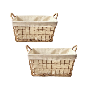ตะกร้าหวายจากหญ้าทะเลสานด้วยมือตกแต่งพร้อมซับผ้าฝ้ายแบบถอดได้เป็นมิตรกับสิ่งแวดล้อม - Product Image 1