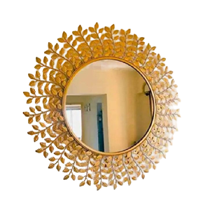 Miroir mural Design Art déco de haute qualité Accessoire décoratif de forme spéciale unique pour la maison Verre fini or pour anniversaire - Product Image 1
