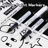Ensemble de marqueurs acryliques blancs et noirs à base d'eau avec pointe pinceau, type liquide droit, pour la peinture DIY, en plastique