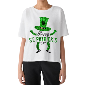 Dear-Lover T-shirts en coton personnalisés de haute qualité pour femmes, style décontracté, avec logo et sequins, ambiance festive pour la Saint-Patrick, vente en gros - Product Image 2