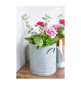 Jardinières rondes en métal galvanisé de taille personnalisée pour la décoration intérieure Jardinières de fleurs de salon cuisine balcon et jardin - Product Image 2