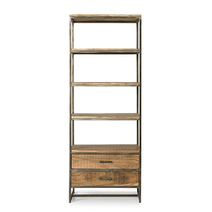 ชั้นวางหนังสือแบบตั้งพื้น ดีไซน์ศิลปะอินเดีย ทำจากเหล็กและไม้เนื้อแข็ง สไตล์อินดัสเทรียลและวินเทจ - Product Image 2