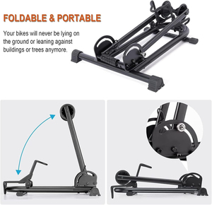 Support de vélo pliable en acier pour rangement au sol, support de présentation portable pour vélos de montagne et de route, pour la maison et le garage - Product Image 6
