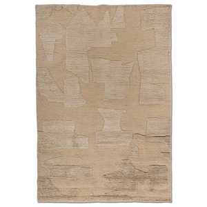 พรมขนสัตว์ถักมือสีเบจน้ำตาล Aprezo รุ่น AKWL-2104 ลายแบบนามธรรม สำหรับห้องนั่งเล่น พรมปูพื้นบ้าน สำหรับทางเข้าบ้าน โถงทางเดิน ห้องวัยรุ่น - Product Image 1