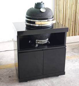 Barbecue de 18 pouces en forme de <span class=keywords><strong>Kamado</strong></span> en acier inoxydable noir 304 avec système de charbon de bois et armoire de rangement - Product Image 6