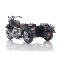Modèle de moto vintage noir artisanal en fer, léger, rectangulaire, objet de collection décoratif pour table, style ancien et moderne